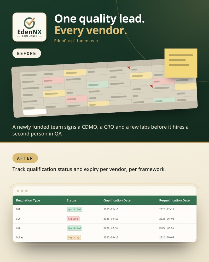 Funded, but lean: one quality lead holding the file on every vendor